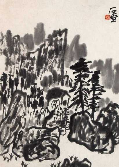 陈子庄 山水 镜心